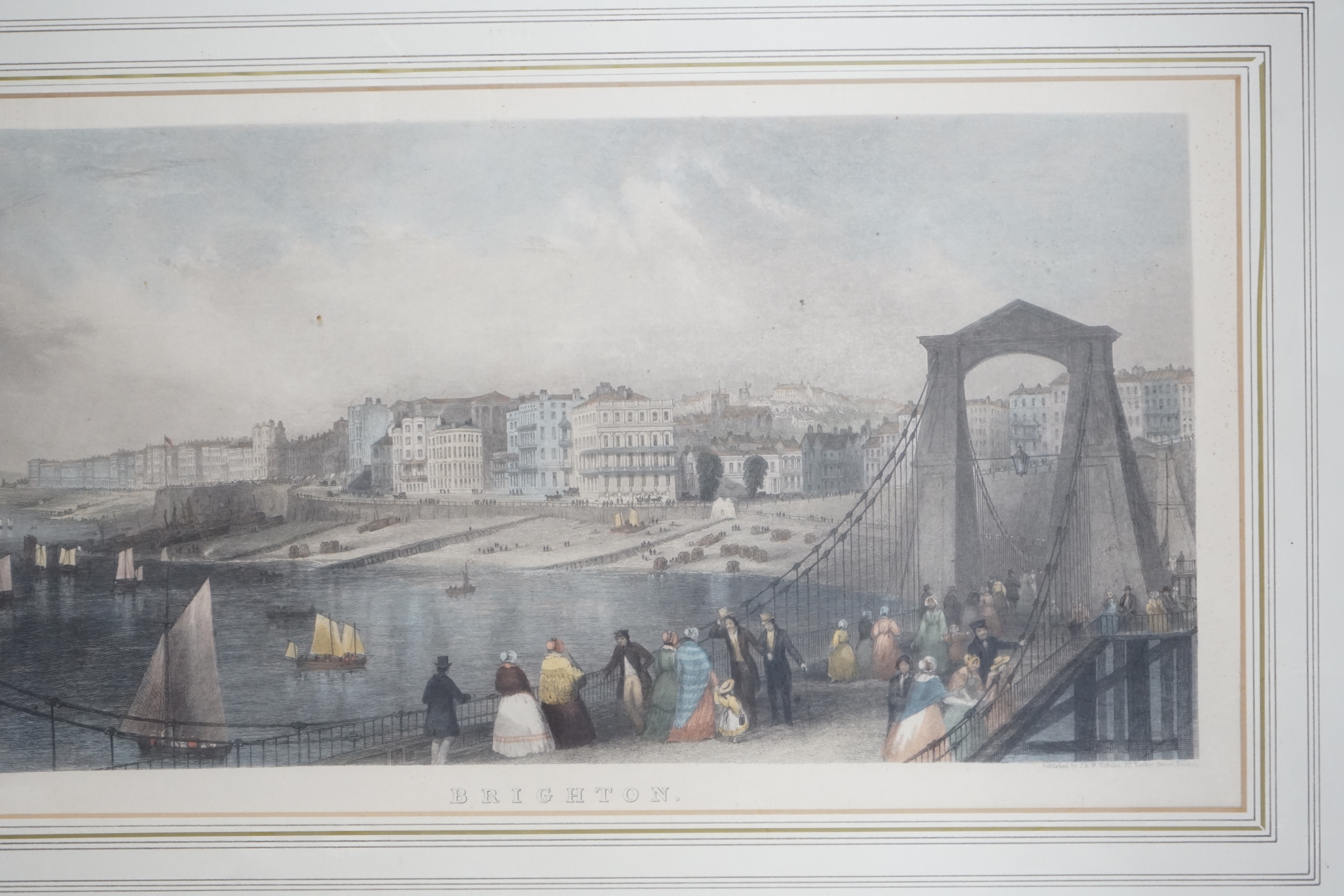 T A Prior (19th. C) hand coloured engraving, Brighton, published by J & W Robins, London, 23 x 44cm